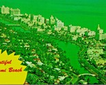 Vtg Chrome Postcard  Beautiful Miami Beach Florida FL Aerial View  - £3.09 GBP