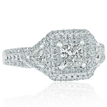 GIA Certified 1.39 Ct Princess Cut Diamond Engagement Ring 18k White Gold - $3,870.06