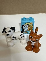 Lego Duplo Dog &amp; Cat Puppy Figures Animal Animals Pets w picture block - £9.71 GBP