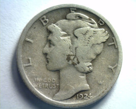 1924-D MERCURY DIME GOOD G NICE ORIGINAL COIN BOBS COINS FAST 99c SHIPMENT - $7.00