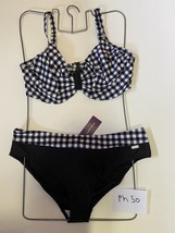 Set Bikini Gingham Nero/Bianco Taglia UK 22 Taglia Coppa DD (PH50) - $27.79