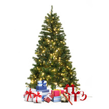 6&#39; Artificial Christmas Tree Decor w/ LED Lights &amp; Base Holiday Party Celebrate - £64.85 GBP