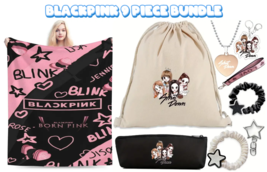 BLACKPINK 9 Piece Gift Bundle Throw Blanket Necklace Bag Jennie Lisa Ros... - $51.97