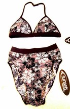 Sunsets Black &amp; Gray Floral Swirl Bikini Swimsuit Sz M Top, S Bottoms NWT  - £51.19 GBP