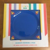 Set of 6 Sailboats Dishware Plates - Drew Barrymore Flower Kids 6 Color Patterns - £17.50 GBP