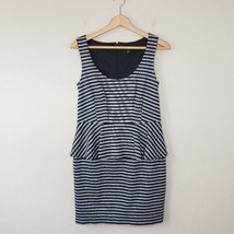 Ann Taylor | Black Gray Striped Peplum Dress, womens size 6 - £23.19 GBP