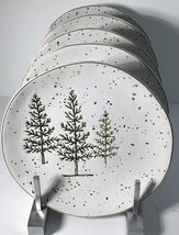 4 Salad Plates POTTERS STUDIO CHRISTMAS Pine Tree HOLIDAY 8” New - $47.47