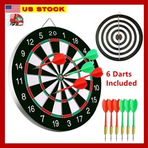 17&#39;&#39; Dart Board, Dartboard Set, Sports, Game, Sisal Bristle w/ 6 Steel-tip Darts - £14.74 GBP