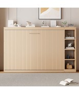 Full Size Murphy Bed with Bookshelf | Natural Wood Space Saver Solution - $1,470.18 CAD
