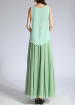 Sage-green CHIFFON MAXI Skirt Women Plus Size Long Silky Chiffon Skirt image 3