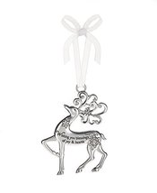 Wishing you blessings of joy &amp; health - Silver Reindeer Zinc Epoxy Glass... - $9.95