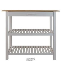 Casual Home-Hardwood Top Kitchen Island Cart Wood White 2 Shelves 1 Drawer - £183.88 GBP