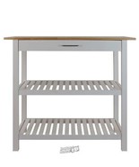 Casual Home-Hardwood Top Kitchen Island Cart Wood White 2 Shelves 1 Drawer - £185.98 GBP