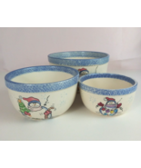 Vintage Set Of 3 Vital Unit Stoneware Christmas Snowman Nesting Mixing B... - €24,97 EUR