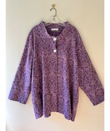 Ulla Popken Sz XXL Purple Mosaic Texture Longline Jacket Pearl Buttons VTG - €70,61 EUR