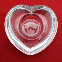 Orrefors Sweden Crystal Heart Shaped Candle Holder Clear Signed Scandina... - $28.78