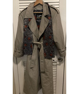 LONDON FOG Ladies Size 8P Petite Long Trench Coat Overcoat Gray Floral J... - £38.69 GBP