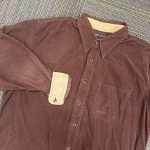 Cambridge Classics Mens Corduroy Button Down Shirt L Casual Brown Long S... - $615.75 MXN