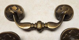 2, 1960s Canada CH-1195 Decorative Antiqued Brass Furniture Cabinet Drawer Pull - £12.04 GBP