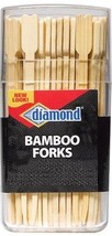 Diamond BAMBOO FORKS 3.5&quot; SKEWER hors d&#39;oeuvres party appetizer kabob ba... - £13.66 GBP