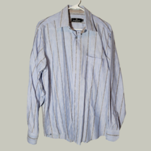 Bugatchi Mens Dress Shirt Medium Blue Long Sleeve Button-Down Front - £28.72 GBP