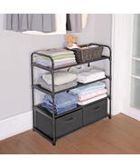 4 Shelf Closet Organizer with 2 Bins, Black, Metal Frame, Adult and Child - $1,008.92 MXN