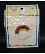 Vintage 1970s Crown Originals TRIMS Rainbow Cloud  Embroidered Sew On Pa... - $23.44 CAD