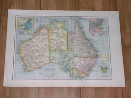 1936 Vintage Map Of Australia / Melbourne Sydney Inset Maps / Index On Back - $28.49