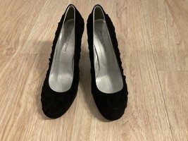 Stephane Kelian Shoes Heels Suede Leather Black Size 7 Paris - £44.84 GBP