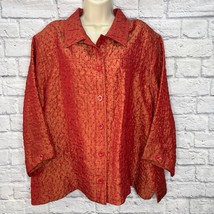 Erin London Shiny Jacket Blazer 3/4 Sleeve Size 2X Burnt Orange Tapestry  - £27.20 GBP