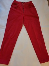 Vintage 80&#39;s Bonjour  Red  High Waist Denim Jeans Size 9/10  27x 28,5&quot;  ... - £23.54 GBP