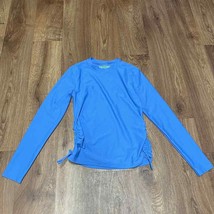 Crewcuts Girls UPF 50+ Blue Long Sleeve Rashguard Size 12 Large Ruched S... - £17.36 GBP