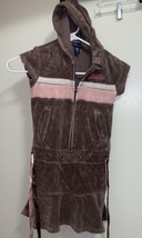 Limited Too Girls Romper Size 6 Sleeveless Hooded Brown Pink Skorts Chest 24” - £5.97 GBP