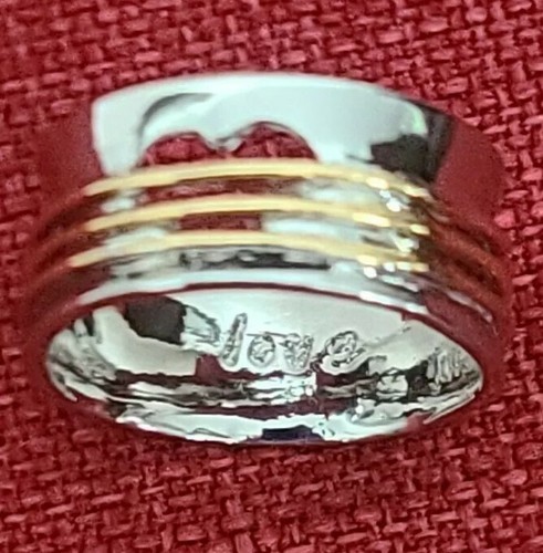 Handcrafted ~ Heart/Love ~ Wide Band Ring ~ Size 8 ~ Silver & Gold in Color Item image 6