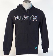 Hurley Signature Black Zip Front Hooded Sweat Jacket Hoodie Men&#39;s NWT - £55.03 GBP