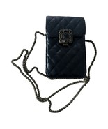 Vintage Black Quilted Crossbody Phone Bag - £30.82 GBP
