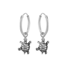 Turtle Pendant 925 Silver Hoop Earrings - £13.30 GBP