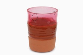 IIARIA.I Vase Handmade Overlay Modern Unique Design Peach Pink Diameter 9&#39;&#39; - £519.58 GBP