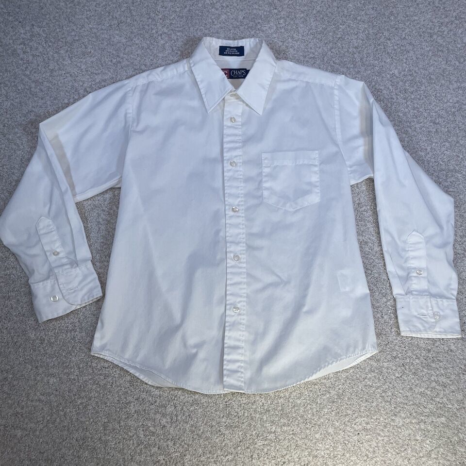 Ralph Lauren Chaps Boys White Long Sleeve Button Down Shirt Size 12 - £11.78 GBP