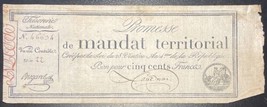 1796 28 Ventose Year 4 France 500 Francs Mandat Territorial Revolution Banknote - £38.92 GBP