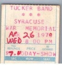 Marshall Tucker Band Ticket Stumpf April 26 1978 Syracuse New York - £43.88 GBP