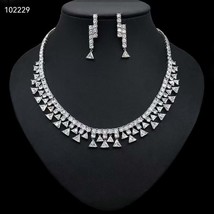 Creative AAA CZ Triangle Necklace And Earring Set For Women Statement Engagement - £60.14 GBP