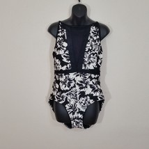 Time and Tru Women&#39;s One Piece Swimsuit Black White Floral Size XL 16-18 - £8.22 GBP