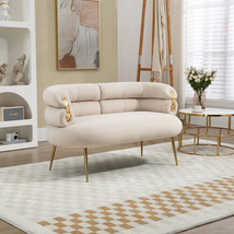 Accent Chair ,Leisure Chair With Golden Feet - Beige - £229.84 GBP