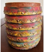 Vintage Clay Pottery Planter Terracotta Flower Pot ribbed metal accents ... - $1,270.68 MXN