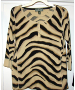 Nice! RALPH LAUREN Women Cotton Stretch Dress Tiger Shirt Black Brown Ta... - £19.12 GBP