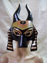 Black &amp; Gold Anubis Mask Ankh Mythical Greek Egyptian God Anpu Hound Jackal Dog - £21.17 GBP
