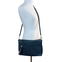 Urban Expressions Crossbody Bag Certified Vegan Leather Blue Brass Chain Studded - £23.62 GBP