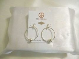 Giani Bernini 1-1/2&quot; Sterling Silver Beaded Hoop Earrings R679 $75 - £31.34 GBP