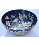 Vintage Chinese Hand Painted Bowl Large 10&quot; Porcelain Bowl w Floral &amp; Bi... - £51.09 GBP